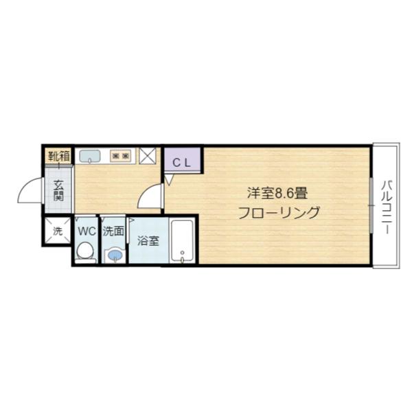 ボンジュール西九条(1K/2階)の間取り写真