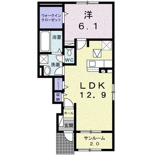 ネオII(1LDK/1階)の間取り写真