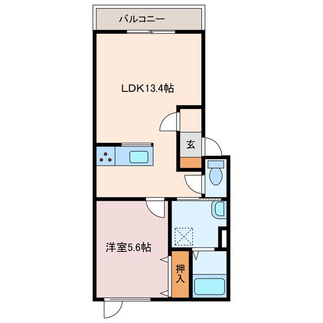 L UA (1LDK/2階)の間取り写真