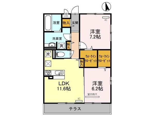 ヴィヴァーチェ(2LDK/3階)の間取り写真