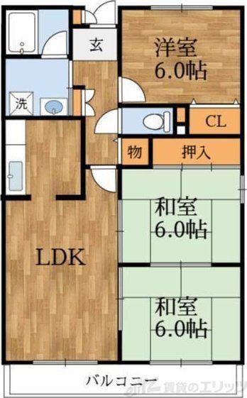 リーブ高瀬(3LDK/5階)の間取り写真