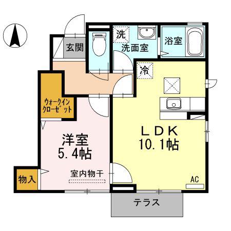 D-ROOM 白石西(1LDK/1階)の間取り写真
