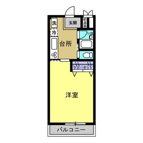 グラース(1K/2階)の間取り写真