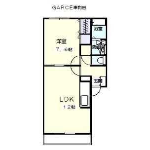 GRACE岸和田(1LDK/2階)の間取り写真