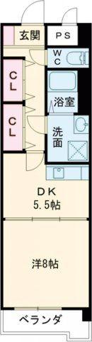 ミカーサ安島(1DK/7階)の間取り写真