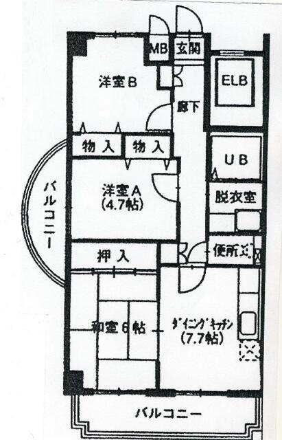 ビラージュ壱番館(3DK/3階)の間取り写真