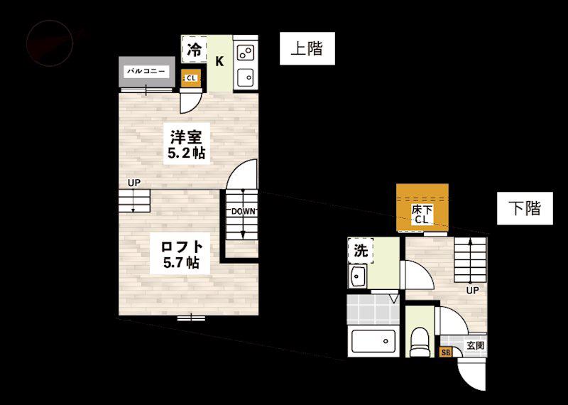 ADC飯塚BEARS(1K/2階)の間取り写真