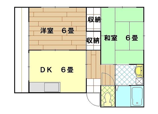 クローバーハウス(2DK/2階)の間取り写真