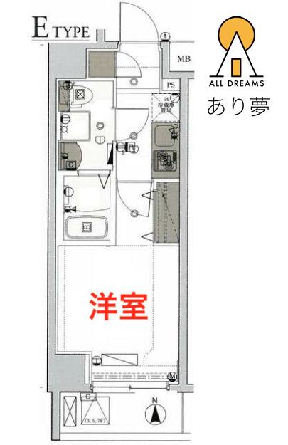 リヴシティ横濱浅間台(1K/7階)の間取り写真