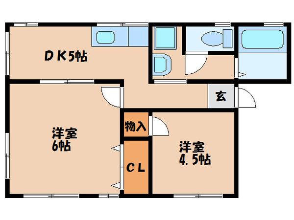 シティーハイム・ソファレ(2DK/1階)の間取り写真