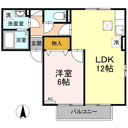 セジュール明神(1LDK/1階)の間取り写真