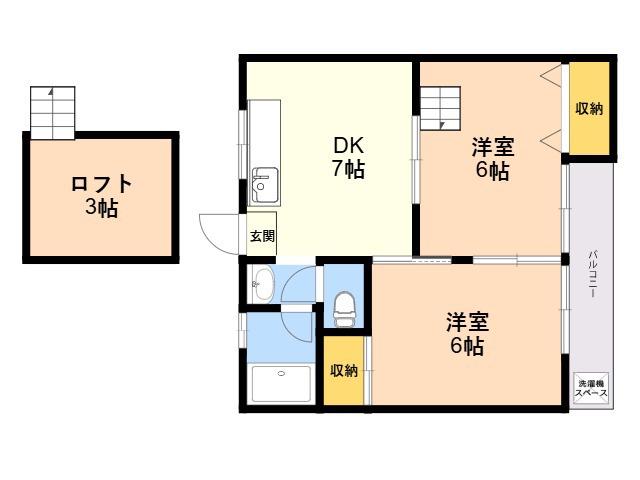 シティベール山下八番館(2DK/2階)の間取り写真