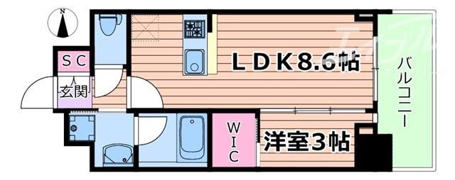 セレニテ新大阪グランデ シュッド(1LDK/12階)の間取り写真