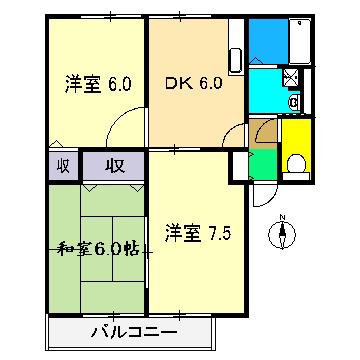 シオン神田(3DK/1階)の間取り写真
