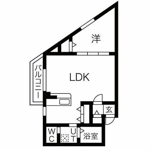 DEVELD栄生 ウエスト(1LDK/2階)の間取り写真