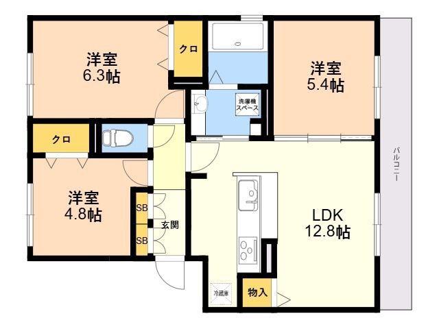 D-ROOM小田部(3LDK/2階)の間取り写真