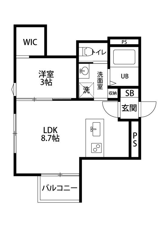 アーバンブランチ南笹口(1LDK/3階)の間取り写真