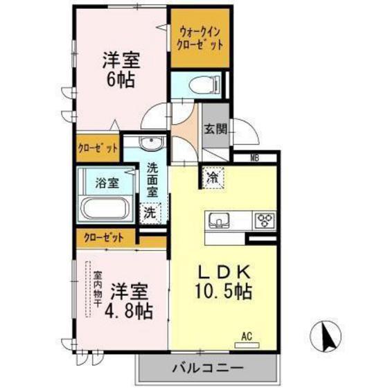 ボヌールK(2LDK/2階)の間取り写真