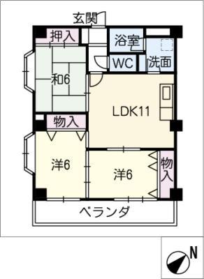 マンション葵(3LDK/2階)の間取り写真