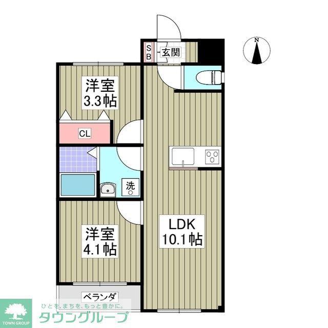 小平ファミリーマンション(2DK/2階)の間取り写真