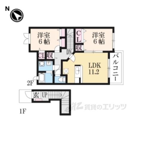 ミップルハウスA(2LDK/2階)の間取り写真