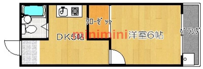 阪口マンション(1DK/3階)の間取り写真