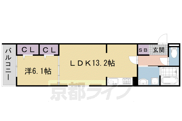 GRAMM深草 ノース(1LDK/2階)の間取り写真