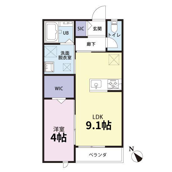 シエル若宮(1LDK/2階)の間取り写真