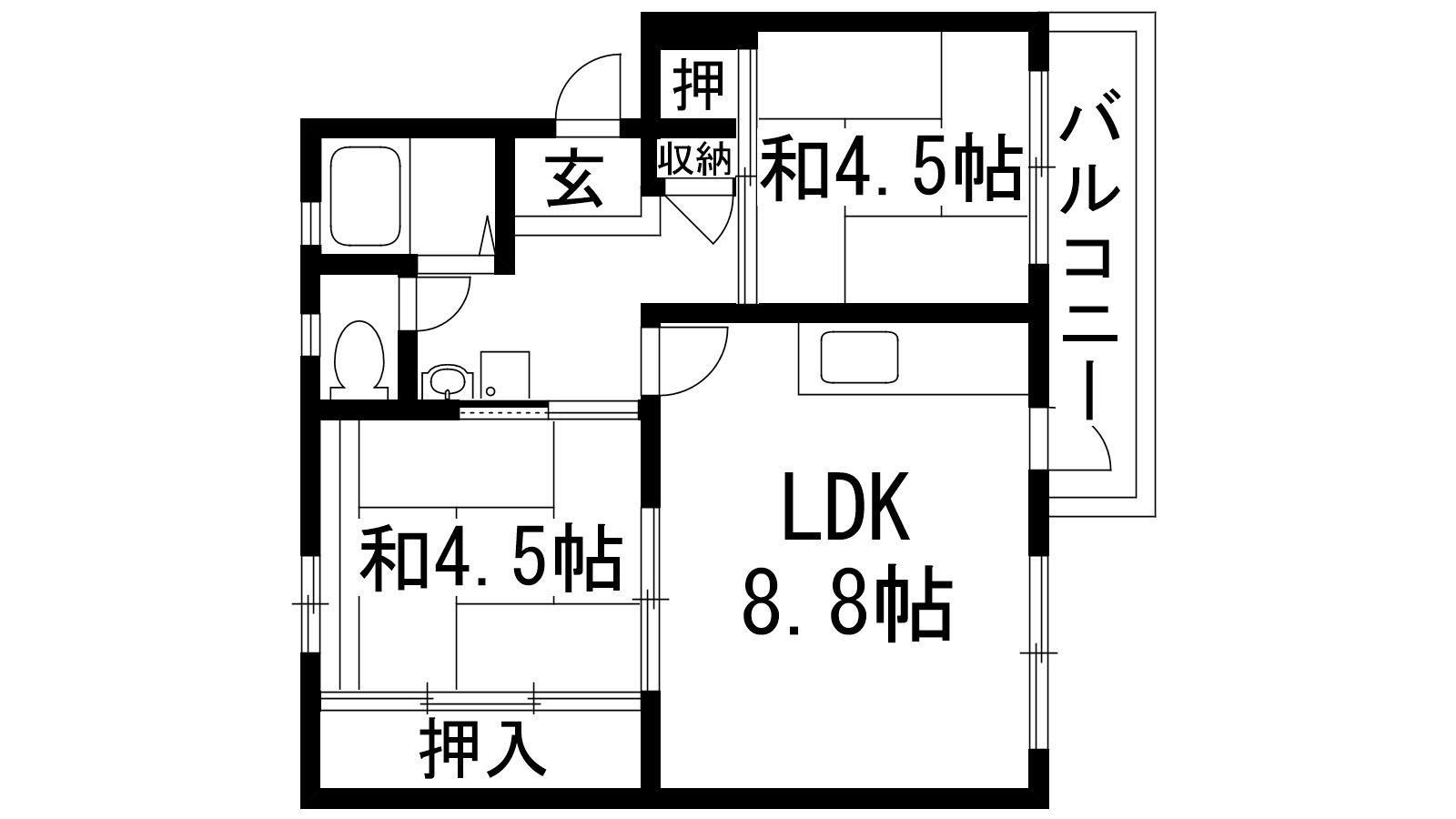 逆瀬川6号棟(2LDK/5階)の間取り写真