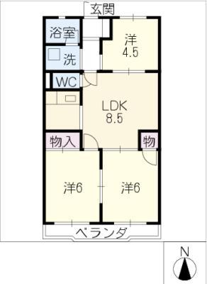 第二メゾンショーホー(3DK/3階)の間取り写真