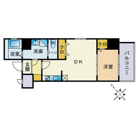 グランフォーレ薬院南(1DK/7階)の間取り写真