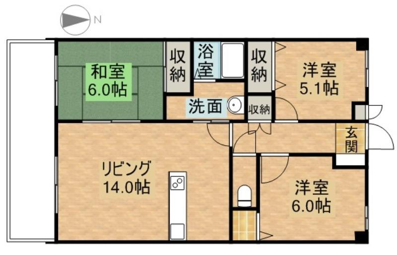 ルネス下中野マンション(3LDK/3階)の間取り写真