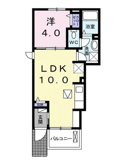 ラ・ポルト(1LDK/1階)の間取り写真