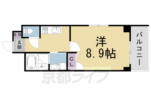 ベラジオ雅び四条通II(1K/9階)の間取り写真