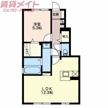 ルミエール(1LDK/1階)の間取り写真