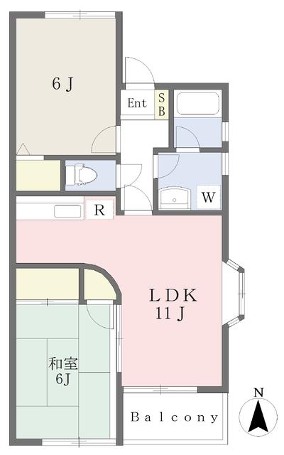 メイプルハウス(2LDK/2階)の間取り写真