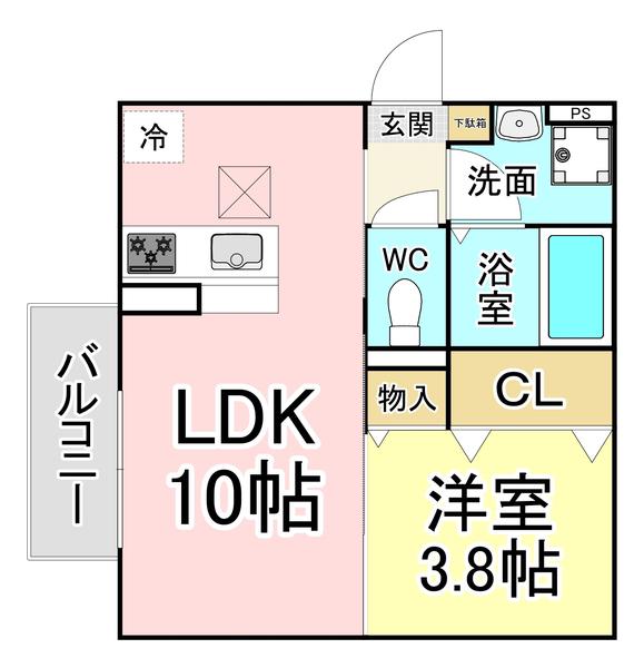 サニーコート A棟(1LDK/1階)の間取り写真