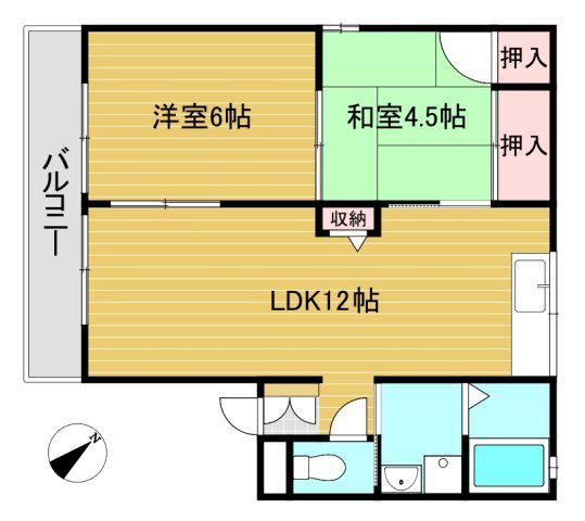 シーフェスタ貝塚(2LDK/2階)の間取り写真