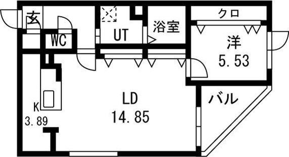 WARMTH INN南4条(1LDK/2階)の間取り写真