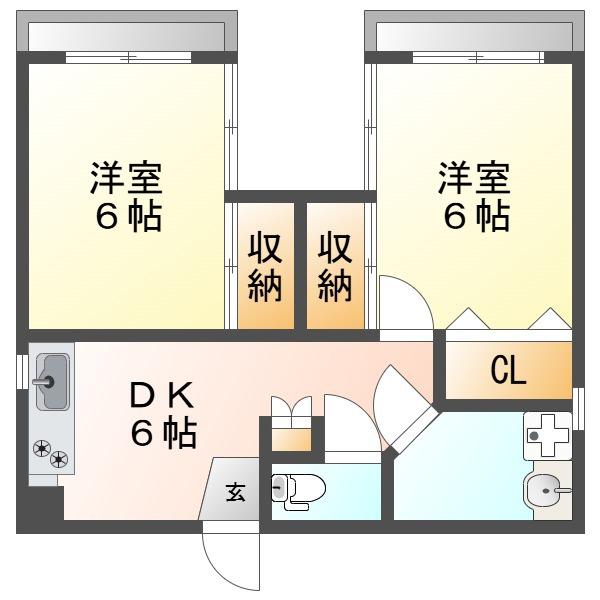 井上ビル(2DK/4階)の間取り写真