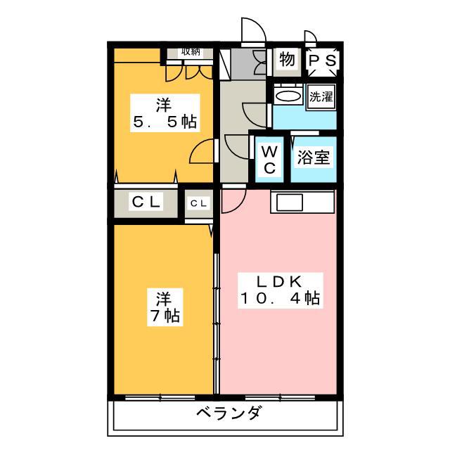 グランドゥール(2LDK/1階)の間取り写真
