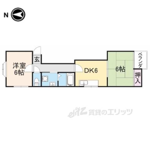 シャンテ渡辺(2DK/2階)の間取り写真