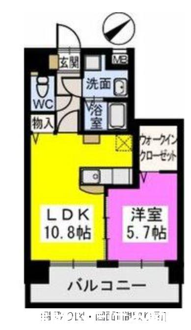 COURT MIDI(1LDK/7階)の間取り写真