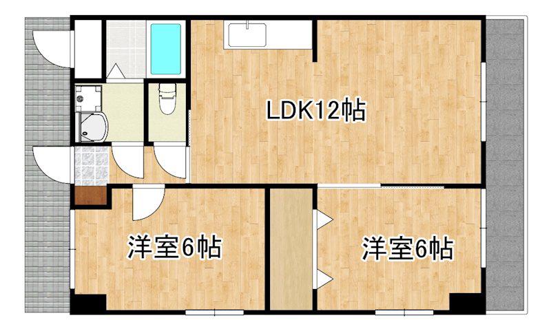 メゾン隼人(2LDK/5階)の間取り写真