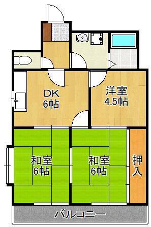 リバーアベニュー行橋(3DK/2階)の間取り写真