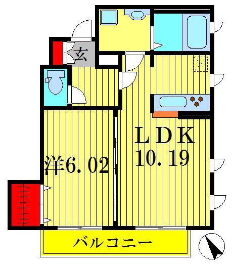 アオーレ東金町(1LDK/1階)の間取り写真