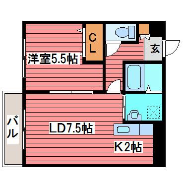 ラフィーネ月寒西(1LDK/4階)の間取り写真