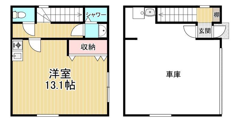 ガレージテラスFUKUIZUMI(ワンルーム/1階)の間取り写真