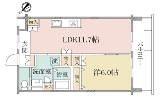 ヘーベルヴィレッジやまだい中町町田中町(1LDK/4階)の間取り写真