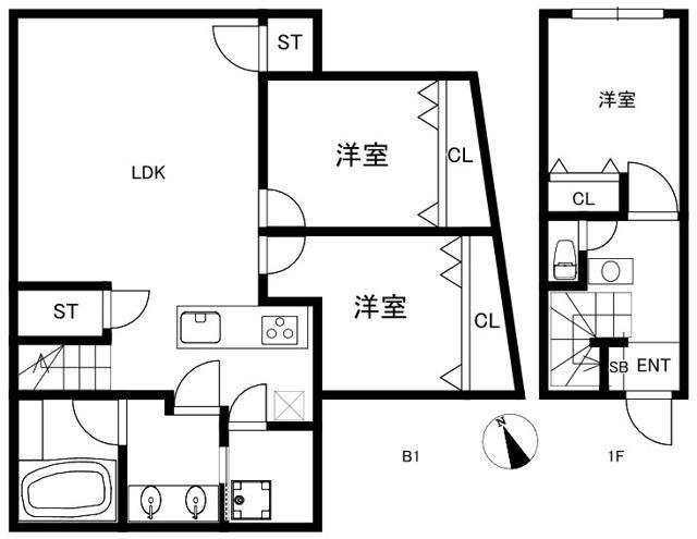 サンセリテ南麻布(3LDK/1階)の間取り写真